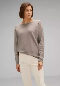 Однотонный свитер с круглым вырезом STREET ONE, цвет Whisper Mocca Melange