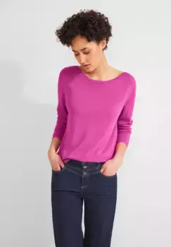 Однотонный свитер с круглым вырезом STREET ONE, розовый