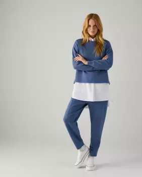 Однотонный свитер с манжетами на рукавах Ysabel Mora, синий