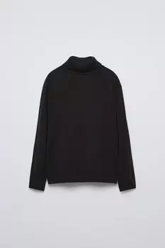 Однотонный свитер с высоким воротом ZARA, черный