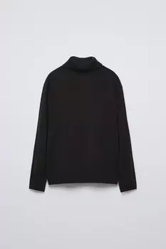 Однотонный свитер с высоким воротом ZARA, черный