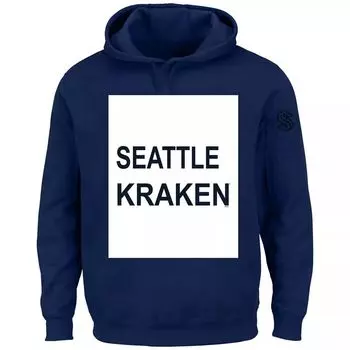 Однотонный темно-синий пуловер с капюшоном NHL Big & Tall Seattle Kraken Square
