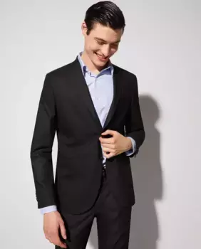 Однотонный тонкий мужской пиджак Easy Wear, черный