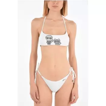 Однотонный топ-бандо KARL & CHOUPETTE с заклепками Karl Lagerfeld, White
