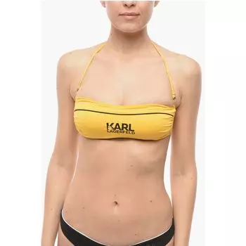 Однотонный топ-бандо с контрастным напечатанным логотипом Karl Lagerfeld, Yellow