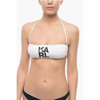 Однотонный топ-бандо с контрастным напечатанным логотипом Karl Lagerfeld, White