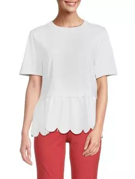 Однотонный топ из поплина с фестонами English Factory, белый