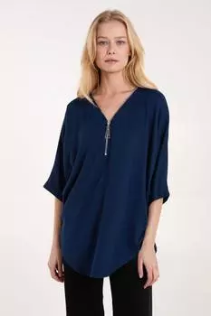 Однотонный топ на молнии спереди Blue Vanilla, синий