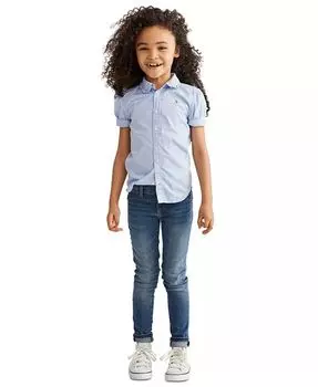 Однотонный топ Oxford с короткими рукавами для маленьких девочек Polo Ralph Lauren, синий
