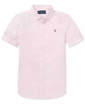 Однотонный топ Oxford с короткими рукавами для больших девочек Polo Ralph Lauren, розовый