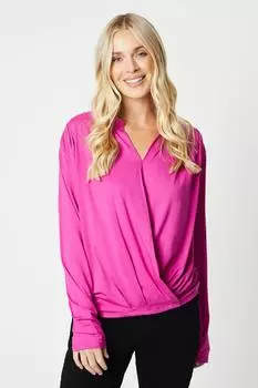 Однотонный топ Petite с запахом Wallis, розовый