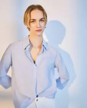 Однотонный топ с длинным рукавом Woman El Corte Ingls, светло-голубой