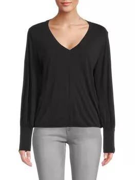 Однотонный топ с длинными рукавами Renee C., черный