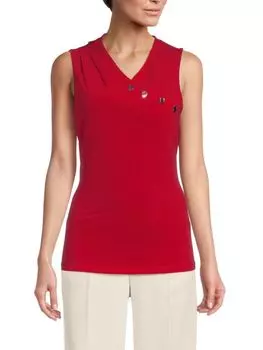 Однотонный топ с V-образным вырезом Dkny, алый