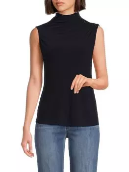 Однотонный топ с воротником-стойкой Dkny, темно-синий