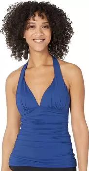 Однотонный топ-танкини с бретелькой для пляжа Beach Club LAUREN Ralph Lauren, цвет Sapphire