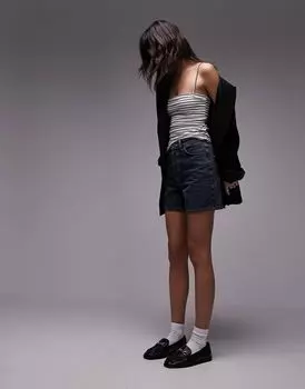 Однотонный топ в полоску Topshop на бретельках-спагетти