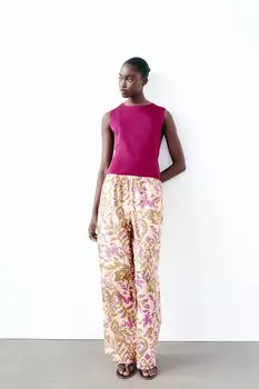 Однотонный трикотажный топ с металлической нитью ZARA, цвет aubergine