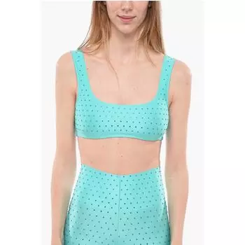 Однотонный укороченный топ HOLLYWOOD с отделкой стразами The Andamane, Light Blue