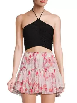 Однотонный укороченный топ Selmin с воротником халтер Misa Los Angeles, черный