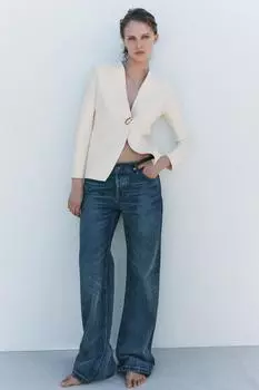 Однотонный вязаный кардиган ZARA, экрю