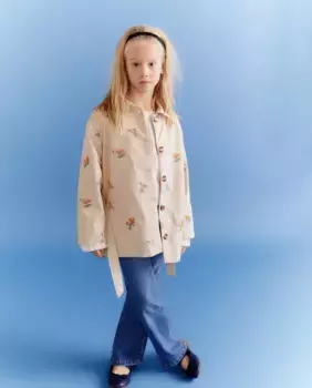 Однотонный вышитый плащ для девочки Kids El Corte Ingls, коричневый