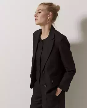 Однотонный женский блейзер с подкладкой и пуговицами с черепаховым эффектом Yerse, черный