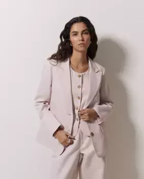 Однотонный женский блейзер с подкладкой и пуговицами с черепаховым эффектом Yerse, розовый