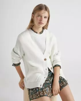 Однотонный женский кардиган жемчужной вязки Green Coast