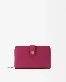 Однотонный женский кошелек среднего размера на пуговицах Parfois, фуксия