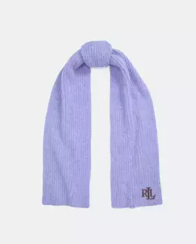 Однотонный женский кожаный шарф с деталью RL Lauren Ralph Lauren, темно-синий