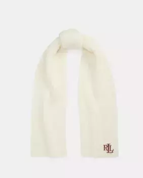 Однотонный женский кожаный шарф с деталью RL Lauren Ralph Lauren, белый