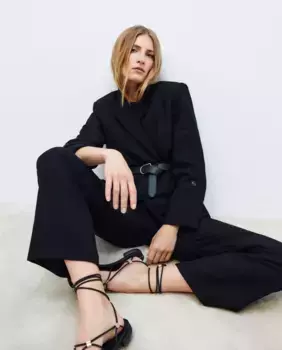 Однотонный женский пиджак с шаволе Woman El Corte Ingls, черный