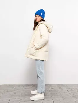 Однотонный женский пуховик с капюшоном и длинными рукавами LCW Casual