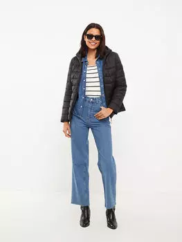 Однотонный женский пуховик с капюшоном и длинными рукавами LCWAIKIKI Classic