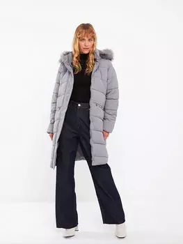 Однотонный женский пуховик с капюшоном и длинными рукавами LCWAIKIKI Classic
