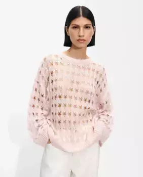 Однотонный женский свитер объемной вязки в рубчик Parfois, розовый