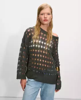 Однотонный женский свитер объемной вязки в рубчик Parfois, серый