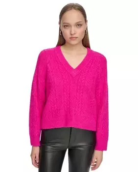 Однотонный женский свитер с круглым вырезом Dkny Jeans, фиолетовый