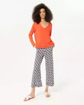 Однотонный женский свитер с V-образным вырезом Surkana, оранжевый