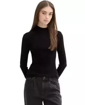 Однотонный женский свитер с воротником Perkins Tom Tailor, черный