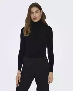 Однотонный женский свитер с высоким воротником Only, черный