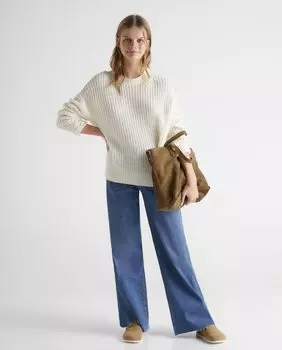 Однотонный женский свитер жемчужной вязки Green Coast