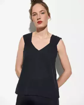 Однотонный женский топ без рукавов с V-образным вырезом Parfois, темно-синий