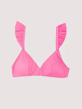 Однотонный женский топ бикини с рюшами и деталями LCW DREAM, сахарный розовый