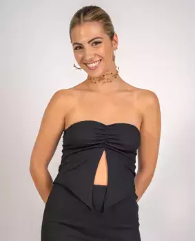 Однотонный женский топ с вырезом без бретелек The-Are, черный