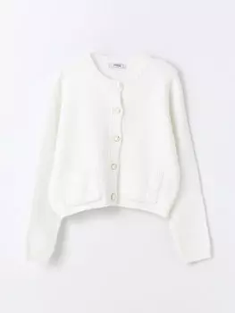 Однотонный женский трикотажный кардиган с круглым вырезом и длинными рукавами XSIDE