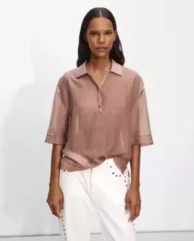 Однотонный женский укороченный топ с воротником-поло Parfois, розовый