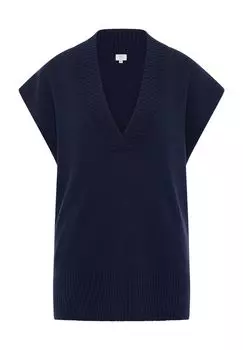 Однотонный женский вязаный жилет-свитер ETERNA, темно-синий