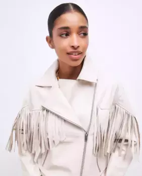 Однотонный женский жакет с бахромой Tintoretto, цвет 120 Crudo